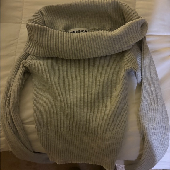 Off-Shoulder Grey Princess Polly Vintage Sweater XS nwot - Picture 4 of 5